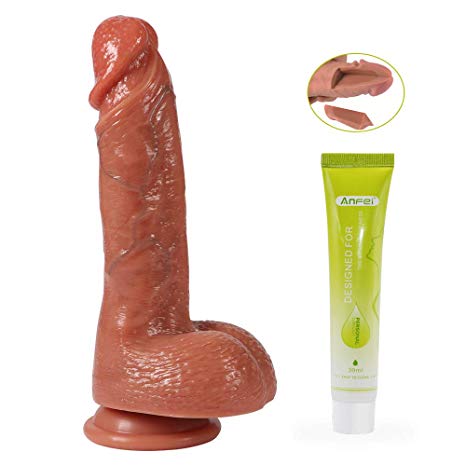 ANFEI Realistic Veiny Dildo, Lifelike Adult Sex Toys Dual Layered Penis, Premium Liquid Silicone Penis Veined Dong with Suction Cup, Realistic Veins Cock