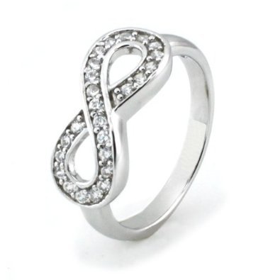Kobelle 925 Sterling Silver Cubic Zirconia Infinity Symbol CZ Wedding Band Ring, Limited time offer at special price