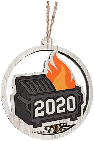 GBSELL 2020 Dumpster Fire - Wood Christmas Tree Creative Hanging Ornament Pendant with Rope - Creative Present for Christmas Holiday