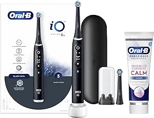 Oral-B Spazzolino Elettrico Ricaricabile iO6 Nero Con Custodia Da Viaggio, 1 Spazzolino   1 Dentifricio Sensibilità e Gengive Calm 75ml