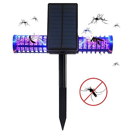 Ylovetoys Solar Bug Zapper, Waterproof Mosquito Killer Lamp, Effective Insect Killer with 4 LED UV Lights for Home, Garden and Patio