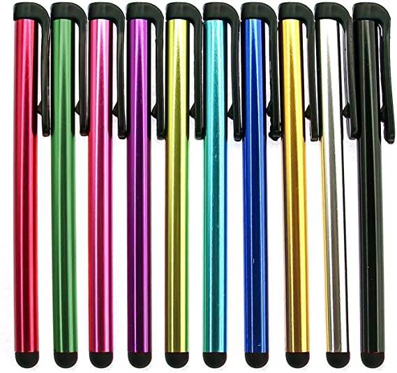 Metal Stylus Touch Screen Pen Compatible with Apple iPhone 4 4S 5 5S 5C 6 6 Plus iPad Galaxy Tablet Smartphone PDA (10pcs Mixed Colors) with 2 Phone Screen Cloth