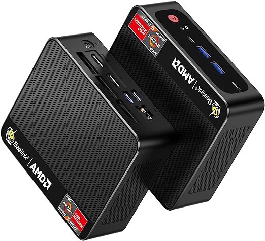 Beelink Mini-PC, Ryzen 5 5560U(6C/12T up to 4GHz), 16G DDR4 500G PCIe3.0 SSD Mini-Desktop-Computer, Wifi6/BT5.2/USB3.2/HDMI2.0 DP1.4 Type-C/Radeon Graphics 1600MHz/4K@60Hz Triple Display