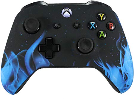 Xbox One Soft Touch Design Custom Gaming Controller -Soft Shell For Comfort Grip - Blue Flames