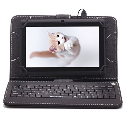 iRULU eXpro X1 7 Inch Android 44 KitKat Tablet Quad Core 8GB Black Tablet With Black Keyboard case