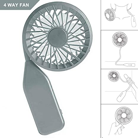 Hands Free Portable Neck Fan, 3 Level Strong Air Flow, 360 Degree Free Rotation Rechargeable Mini USB Personal Fan Small Desk Fan Handheld Fan, Perfect for Sports, Office and Outdoor(Green)
