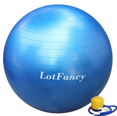 LotFancy Fitness Stability Ball 3 Sizes Available 22 26 30 inch - For Exercise Physical Therapy Stretching Balance Yoga Pilates and More Includes Foot Pump