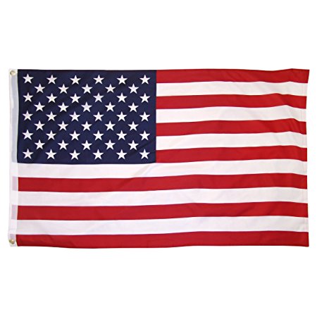 Online Stores Printed Polyester US Flag with Grommets, 3 by 5-Feet