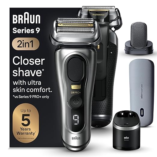 Braun Series 9 PRO  Electric Razor for Men, 5 Pro Shave Elements & Shave-Preparing ProComfort Head, Closeness & Skin Comfort, SmartCare Center, PowerCase for Mobile Charging, Wet & Dry Use, 9599cc