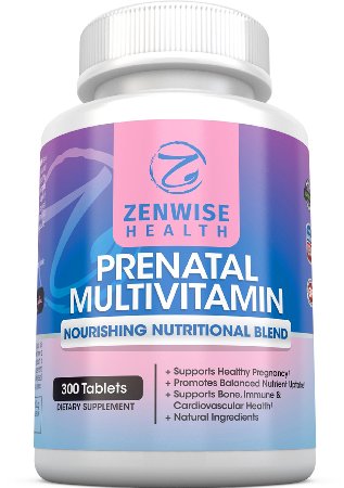 Prenatal Vitamins - Multivitamin With Folic Acid, Probiotics, Biotin and Vitamin A & C - Best Women's Supplement for Healthy Pregnancy - Brain, Bone, Immune & Heart Support - 300 Count Tablets