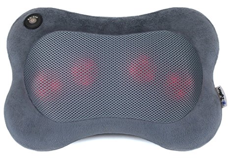 Zyllion ZMA-13-SLV FDA Listed Shiatsu Massage Pillow with Heat (Slate)- One Year Warranty