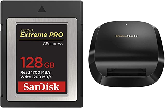 SanDisk 128GB Extreme PRO CFexpress Card Type B - SDCFE-128G-GN4NN & Extreme PRO CFexpress Card Reader - SDDR-F451-GNGNN