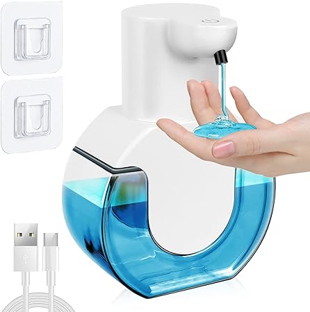 ATPWONZ 420 ML Soap Dispenser Automatic, USB Rechargeable Automatic Soap Dispenser Touchless,Soap Dispenser Wall Mounted for Kitchen, Bathroom (Liquid Soap Dispenser)