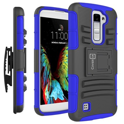 LG K10 Case, LG Premier Case, CoverON® [Explorer Series] Holster Hybrid Armor Belt Clip Hard Phone Cover For LG K10 Holster Case - Blue & Black