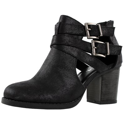 Women's Ankle Bootie With Low Heel And Cut-Out Side Design