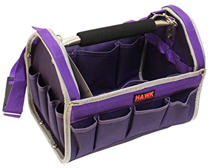 Pretty Purple Tool Carry-All With Silver-GrayTrim-12-1/2 X 9-1/2 X 8 Inches With Multiple Pockets And Metal Handle: AB73-13W-VLT