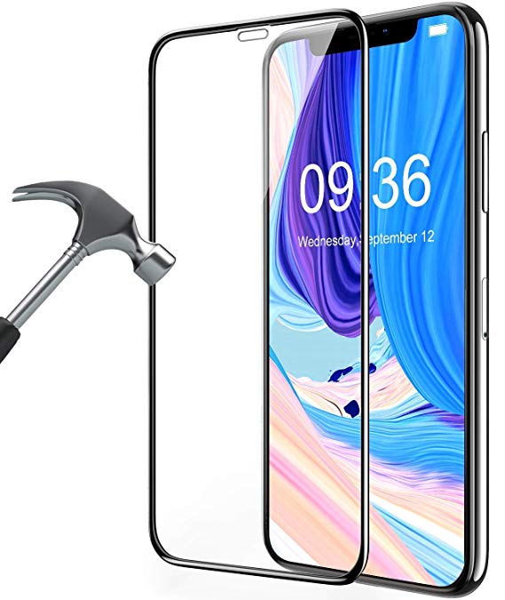 Compatible iPhone Xs Max Screen Protector, [2 Pack] Coolgoo 6.5-inch 9H Tempered Glass Screen 3D Carving Full Coverage Film [Case Friendly] [Anti-Fingerprint]