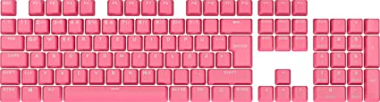 Corsair PBT DOUBLE SHOT PRO Keycap Mod Kit (Double Shot PBT Keycaps, Standard Layout Bottom Row, Textured Finish, 1.5 mm Wall Thickness, O-Ring Mute Included) Rogue Pink