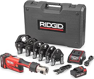 RIDGID 67178 Model RP 351 ProPress Standard Press Tool Kit with Battery, Charger, 1/2" to 2" Press Tool Jaws, and Carrying Case