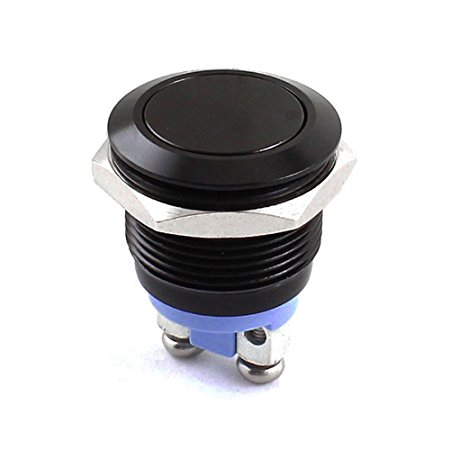 Yakamoz 19mm 3/4" Metal Momentary Push Button Switch 3A/250V AC SPST 1NO Industrial Car Switch - Black Shell