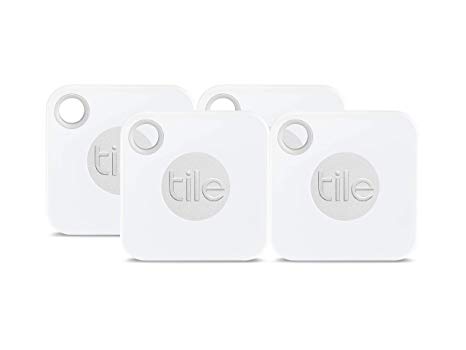 Tile Mate with Replaceable Battery - White/Slate Grey, Pack of 4