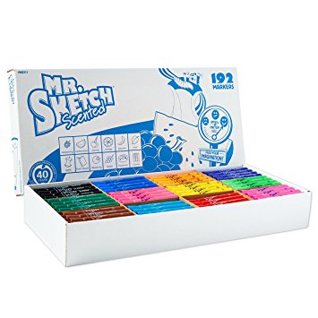 Mr. Sketch 1905311 Scented Markers, Chisel Tip, Assorted Colors, Class Pack, Box of 192