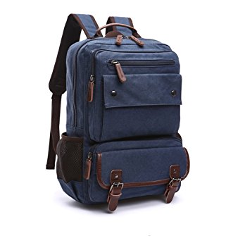 Generic Canvas Backpack ,Canvas Leather Backpack,Laptop Backpack,Travel Rucksack, School Bag, Book Backpack, Fit up to 15 inch Notebook Macbook