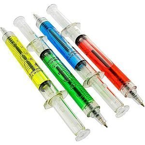 Lot Of 12 Assorted Color Syringe Shot Design Pens