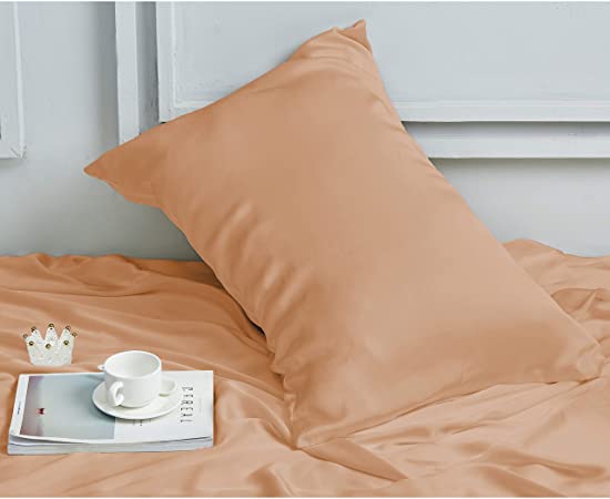 INSSL Mulberry Silk Pillowcase for Hair and Skin Health, Both Side Silk1 pcs (Orange, King)