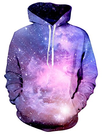 UNIFACO Unisex Realistic 3D Print Galaxy Pullover Hoodie Funny Pattern Hooded Sweatshirts w/Pockets for Teens Jumpers