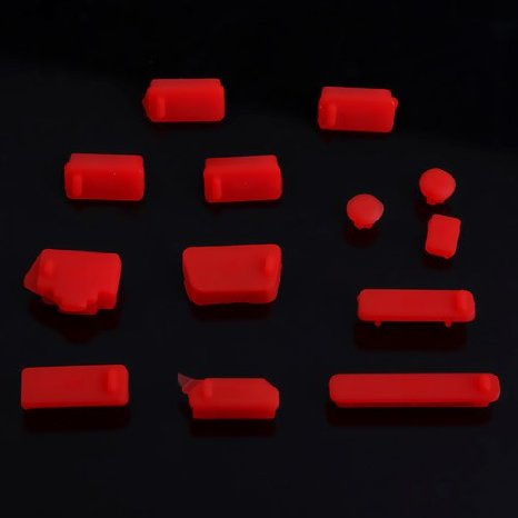 HDE 13 piece Universal Anti Dust Silicone Port Plugs for PC and Mac Laptops and Notebooks (Red)