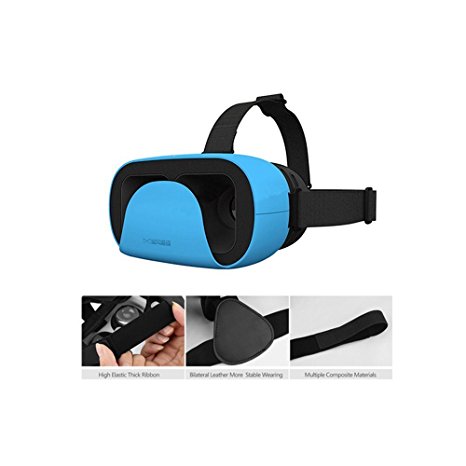 Uvistar 3D Glasses VR Virtual Reality Headset Adjust Cardboard Reality Present for 4.7 - 6 inch Smartphone Blue