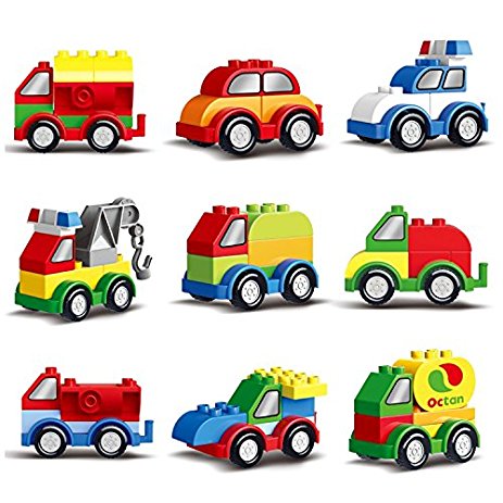 Prextex 60 Pieces Build Your Own Toy Cars Set Building Blocks Building Bricks