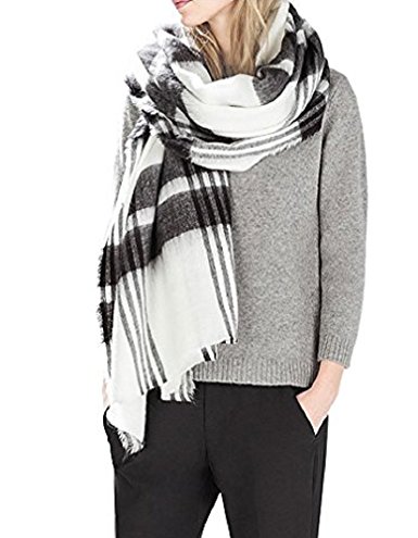 Moxeay Unisex Blanket Oversized Scarf Wrap Shawl Plaid Cozy Checked Pashmina