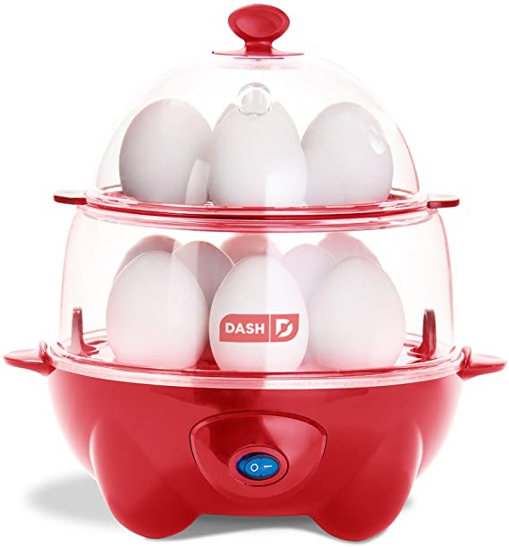 Dash DEC012RD Deluxe Rapid Cooker Electric for Hard Boiled, Poached, Scrambled Eggs, Omelets, Steamed Vegetables, Seafood, Dumplings & More, 12 capacity, with Auto Shut Off Feature Red (Renewed)