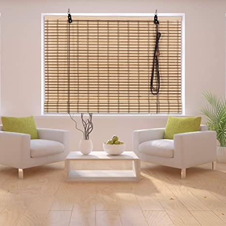 N / A Bamboo Wooden Roll Up Blinds, Window Sun Blade Privacy Drape 30 X 72 Inches