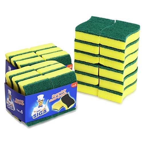 MR. SIGA Heavy Duty Scrub Sponge, Size: 11 x 7 x 3cm - Pack of 24