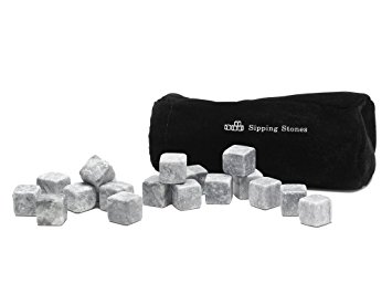 Sipping Stones Whiskey Rocks - Set of 18 Grey Whisky Chilling Rocks - 100% Pure Soapstone
