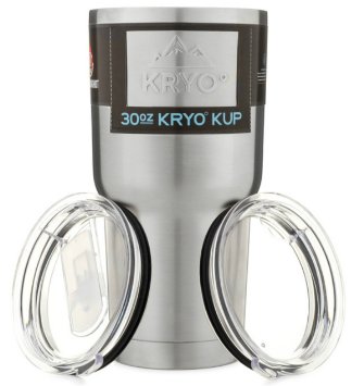 KRYO° KUP - 30 oz Tumbler Vacuum Insulated Stainless Steel Travel Tumbler Cup With Regular Lid   Splash Proof Sliding Lid
