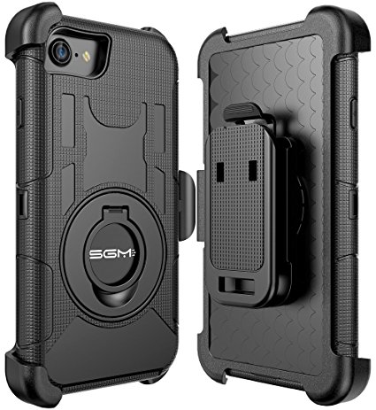 iPhone 7 Case, iPhone 7 Holster case, SGM Hybrid Dual Layer Combo Armor Defender Protective Case With Kickstand   Belt Clip Holster For Apple iPhone 7