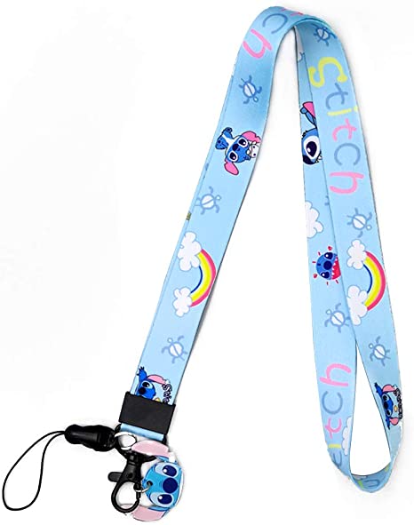 Stitch Lanyard for Key Cell Phone ID Badges,Neck Lanyard Strap,Hand Wristlet Strap,Face Mask Lanyard,Badge Holders Lanyard,Lanyards for ID Badges