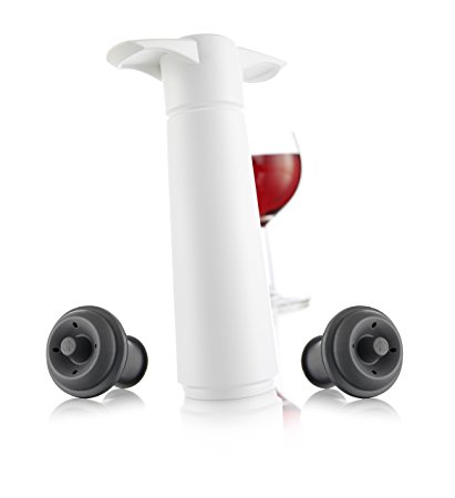 Vacu Vin 3-Piece Wine Saver Pump and Stopper, White