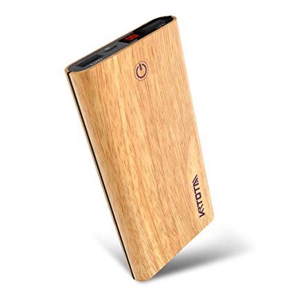Portable Charger 13000mAh External Battery Power Bank with Dual USB Ports，Touch on/Off，LED Digital Display，Compatible with Smartphone ，Tablet，Galaxy，Android (Wood Grain)