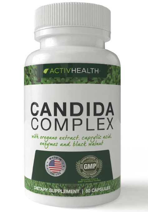 Candida Complex with Oregano Extract Caprylic Acid Enzymes and Black Walnut - All-natural Herbal Yeast Cleanse - Powerful Detoxifier Eliminates Candida and Yeast