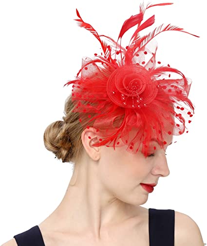 Fascinators Hat for Women Tea Party Headband Kentucky Derby Wedding Flower Cocktail Mesh Feathers Hair Clip