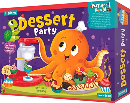 Explore.. | Perfumed Dough | Dessert Party (Fun & Creative Learning Activity Toy Set for Role-Play with 6 Colours of Non-Toxic Perfumed Dough for Ages 3  of Boys and Girls)
