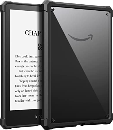 MoKo Case Fit with 6.8" Kindle Paperwhite (11th Generation-2021) and Kindle Paperwhite Signature Edition, Perfect Protection with Fully Covered Soft TPU Edge, Clear Back Cover for DIY, Black