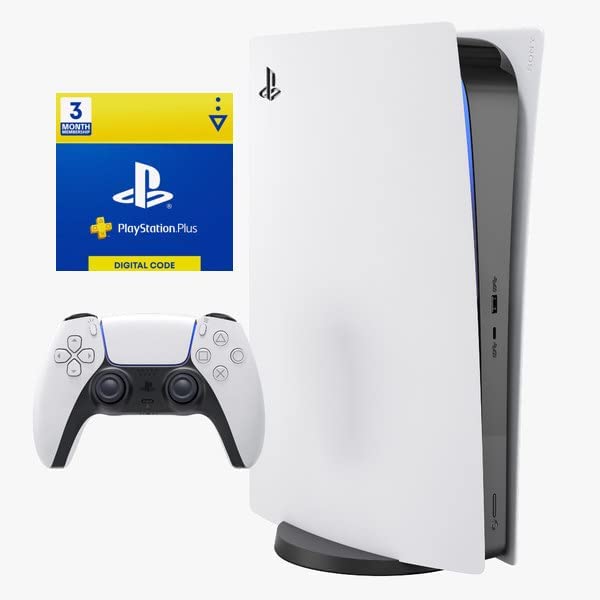 Playstation 5 PS5 Disc Version Console System - 8K Output, 4K TV Gaming, 16GB RAM, WiFi 6, Ultra High Speed 825GB SSD - Includes Playstation Plus Essential 3-Month Membership