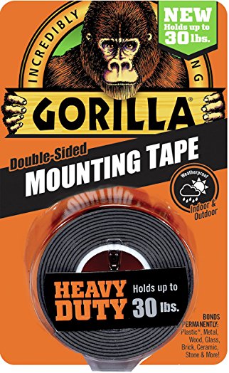 Gorilla Heavy Duty Mounting Tape, Double-Sided, 1" x 60", Black