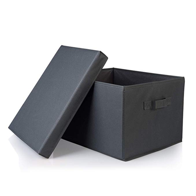 SEMAXE Collapsible File Storage Organizer, Decorative Linen Filing & Storage Office Box,Letter/Legal,Charcoal,1 Pack